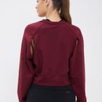 Adidas NWT  Power Aeroready Crop Cover-up Sweatshirt IN SHADOW RED / BLACK Photo 3