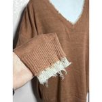 Dear John  Distressed Neck and Cuff Rust Orange V Neck Sweater Large Photo 2