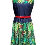Tommy Hilfiger Navy And Green Cactus Print Skirt Knee Length Dress Size 2 Photo 0