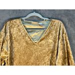 VTG Gold Crushed Velvet Blouse 1X 3/4 Sleeve Satin Cuff Renaissance Coquette Size XL Photo 1