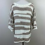 Sloane Rouge Sweater XS Fringe 3/4 Sleeve Wool Blend Striped Open Knit White Photo 4
