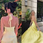 Alexis  Saab Pleated Halter Maxi Dress Light Yellow Sz M Photo 3