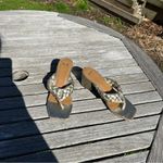 Marc Fisher Norsa Block Heel Braided Sandal silver Leather Women’s size 7 Photo 1