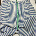 NWOT Women's Pleated Front Wide Leg Pants L Blue White Stripe 100% Cotton Size L Photo 5
