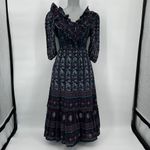 Sea NY Nadine Border Smocked Dress Cotton Puff Sleeve Ruffled V Photo 2