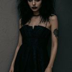 Vtg Dress HOCO Vampy Whimsigoth Evening Dark Romantic Addams Wednesday Grunge M Blue Size 6 Photo 1