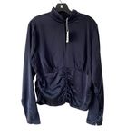 frame denim Frame NWTS Felicity Silk Navy Blue Long Sleeve Button Sleeve Blouse size large Photo 4