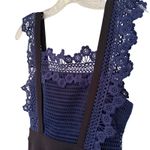 Self Portrait Self-Portrait Angelique Frilled Split Front Dress Women's 4 Black Navy Luxury Photo 6