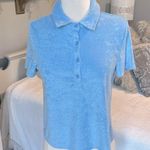 Polo Baby Blue Terry Top Button  Short Sleeve Crop Womens Small NEW Photo 1