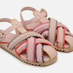 Farm Rio Farm‎ Rio Zigzag Stitch Vegan Leather Cross Strappy Sandals 9 Light Pink Photo 0