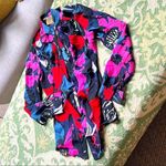 Tory Burch 100% Silk Graphic Patterned Button Down LS Blouse Size 0 Photo 0