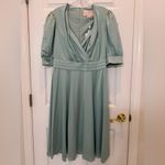 Gal Meets Glam NWT Collection Vera Satin Fit & Flare Dress in Sea Glass Size 12 Photo 5