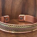 Pure Copper Two Tone Magnetic Bracelet Energy Cuff Bangle Photo 4