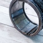 Vintage Hinged Bracelet Chunky Black Sequins Photo 8