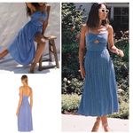 Song of Style Priscilla Pleated Midi Dress XS Lapis Blue Photo 7