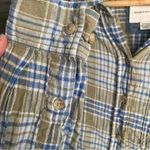 American Eagle Linen Blend Plaid Crop Button Down Shirt Photo 1