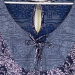 Anthropologie  Akemi + Kin Marcella Blue Damask Paisley Lace Peasant Blouse Large Photo 5