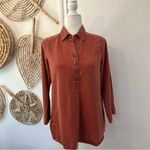 Soft Surroundings 100% Tencel Button Back Tunic Top Rust Terracotta XS Boho Fall Photo 3
