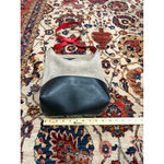 Rag and Bone Field Suede Leather Tote Bag Gray Black Red Strap Large Carryall Photo 1