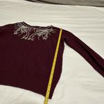 Anthropologie Field Flower Pearled Bow Burgundy Beaded Embellished Sweater Sz S Photo 6