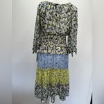 Figueroa & Flower Ditzy Mixed Blue & Yellow Floral Tiered Boho Prairie Dress S Photo 7