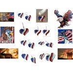 New Patriotic Heart Earrings Rhinestones Dangle Patriotic July 4 Veteran… Red Photo 10