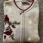 Croft & Barrow Croft-barrow Women's Vintage Christmas Winter Cream and Red Cardigan Photo 5