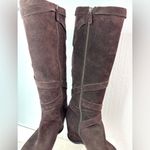 a.n.a . 9 Tall Suede Wedge Heel Zip Boots Chocolate Brown Photo 5