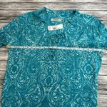 Lucy Love Women's Tunic Length Paisley Blouse Teal Turquoise White L LG Large Photo 10