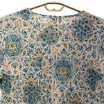 Emily Daniels Womans Top Size XL Shimmer Paisley Whimsy Art To Wear Eclectic White Photo 5