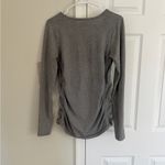 Athleta  USA Foresthill Ribbed Stretch Long Sleeve Crew M Gray Organic Cotton Photo 4