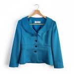 Tahari Blazer Womens 8P Petite Arthur S Levine Blue Collared Short With Tags Photo 3