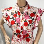 Chicme Floral Ruffle Sleeve Button Photo 1