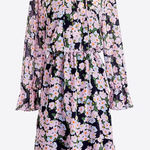 J.Crew  mercantile pink floral long sleeves chiffon dress size medium spring‎ Photo 0