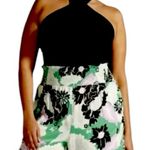 Maeve  Pants Wide Leg Pockets Green Black Purple Floral Satin Women’s Size Large Photo 1