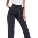 ALLSAINTS  Ralita Paperbag High-Rise Cropped Jeans – Black – Size 2 Photo 0