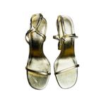Larroude gold stiletto strap sandal heels NEW Size 8 Photo 2