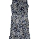 Tahari New Paisley Fit Flare Tiered Sleeveless V-Neck Dress Blue XS Photo 5