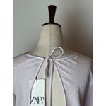 ZARA  Shirt Women XS Purple Lilac Sheer Raw Seam Detail Tie Neck Open Back Top‎ Photo 7