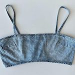 ZARA Denim Crop Top Womens Large Rhinestones Bling Festival Glam Punk Rock Party Photo 3