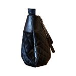 CLAUDIA FIRENZE Black Diamond Leather Cowhide Dual Handle Italy Zip Closure EUC Photo 3