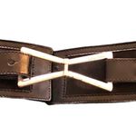 Calvin Klein  Wide Leather/Suede Belt Black Silver Logo Medallion 2.75”W Sz. XL Photo 6