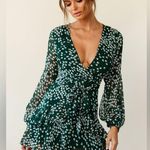 Allison New York layered balloon sleeve faux wrap floral dress in forest green Size XS Photo 1