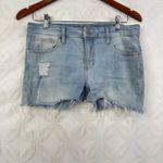 Mossimo Mid Rise Stretch Distressed Denim Cut Off Shorts Size 10 Blue Photo 1
