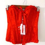 EVAbaby M Red Ruffle Satin Front Hook Bustier Size M Photo 0
