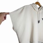 Under Armour Womens Project Rock Cut Off Sleeveless Crop Top Size L Beige Hoodie Photo 4