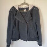Roxy grey hooded zip up Peacoat style jacket Sherpa lined Women’s size medium Photo 4