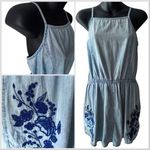 Mossimo Chambray Sleeveless Romper Floral Blue Embroidery Women’s M COASTAL Size M Photo 1
