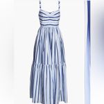 J.Crew Shirting Stripe Cotton Tiered Maxi Dress in Multi Blue size 2 $128 Photo 4