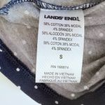 Lands' End Lands’ End Women’s Small Navy Blue Polka Dot Pintuck Short Sleeve Blouse Top New Photo 9